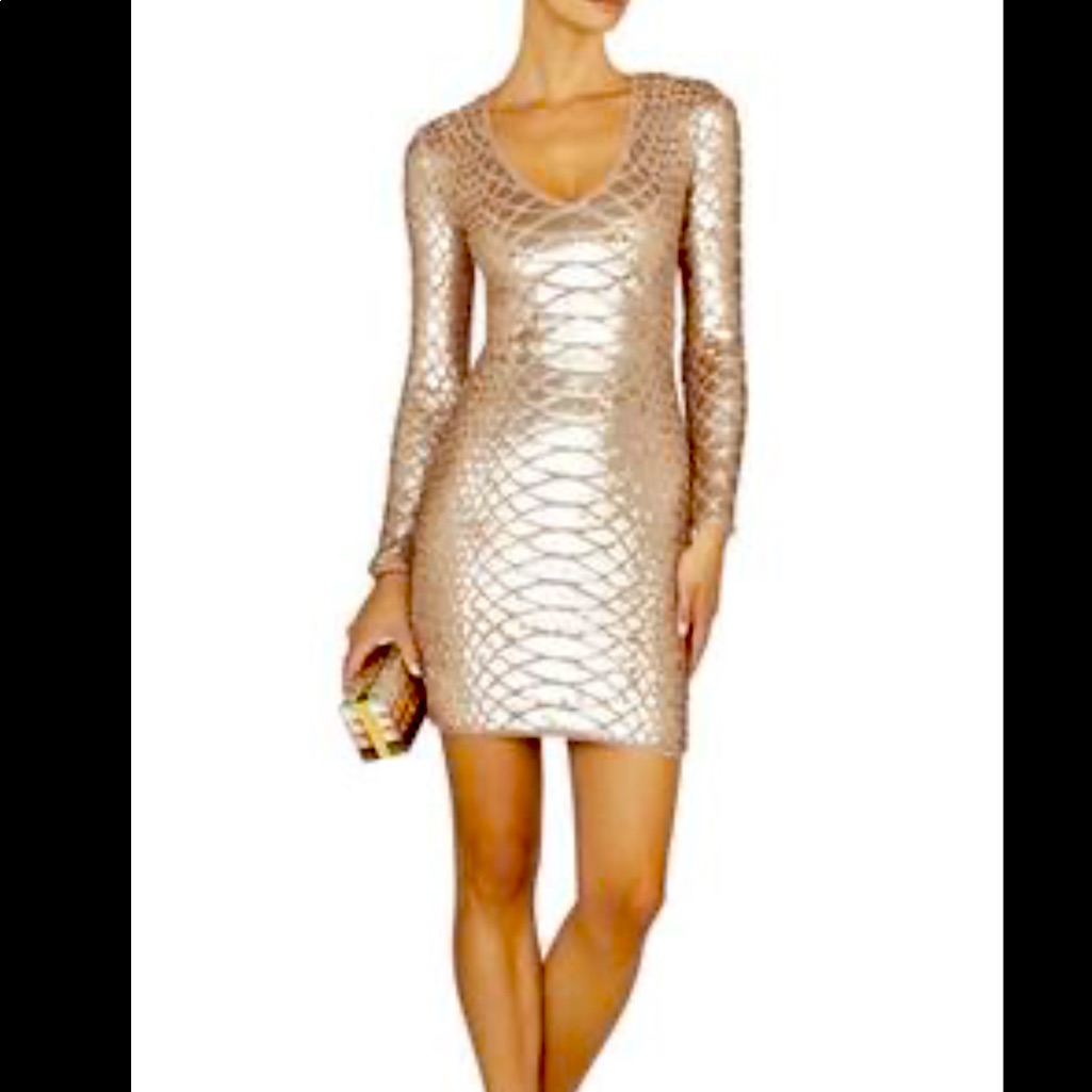 Bcbgmaxazria Dress - Sabryna V- Neck Sequin Python